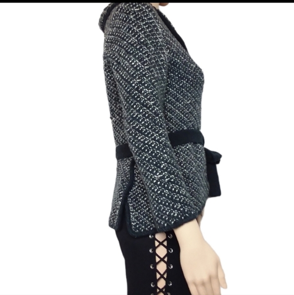 Ann Taylor Tweed Black Belted Jacket - Picture 3 of 5